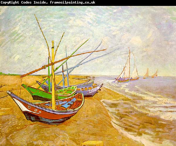 Vincent Van Gogh Fishing Boats on the Beach at Saintes-Maries
